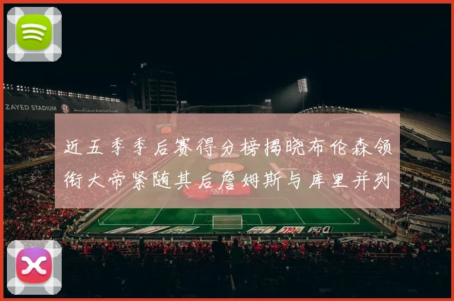 近五季季后赛得分榜揭晓布伦森领衔大帝紧随其后詹姆斯与库里并列第四